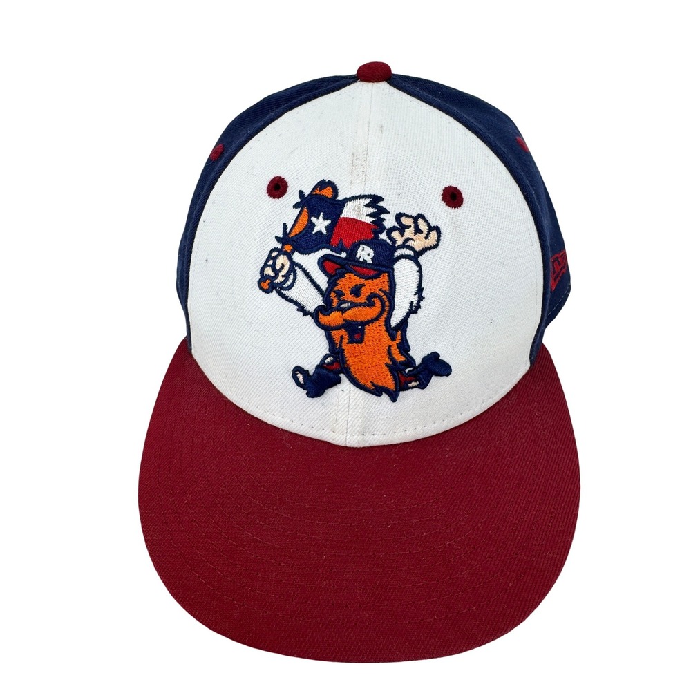 Round Rock Express Minor League Hat Cap Mens 8 New Era Blue White Maroon Fitted